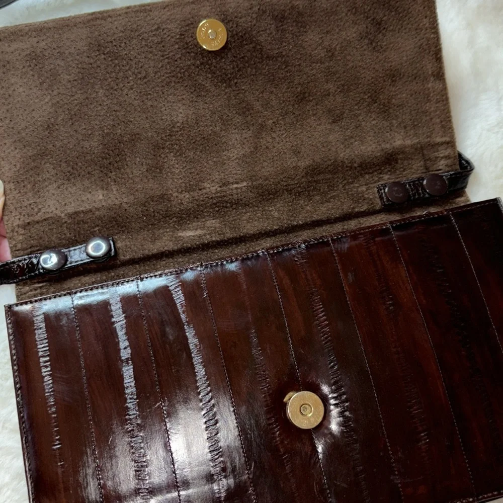 Genuine Luxury EEL Skin Purse w/ Strap Converts to Clutch Bag - Picture 6 of 15